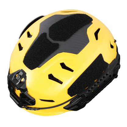 Yellow and black helmet on a white background