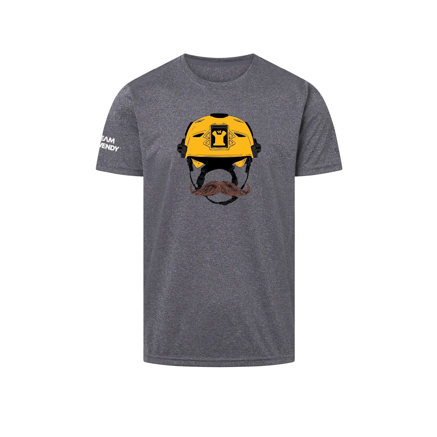 Tshirt with yellow helmet and brown mustache