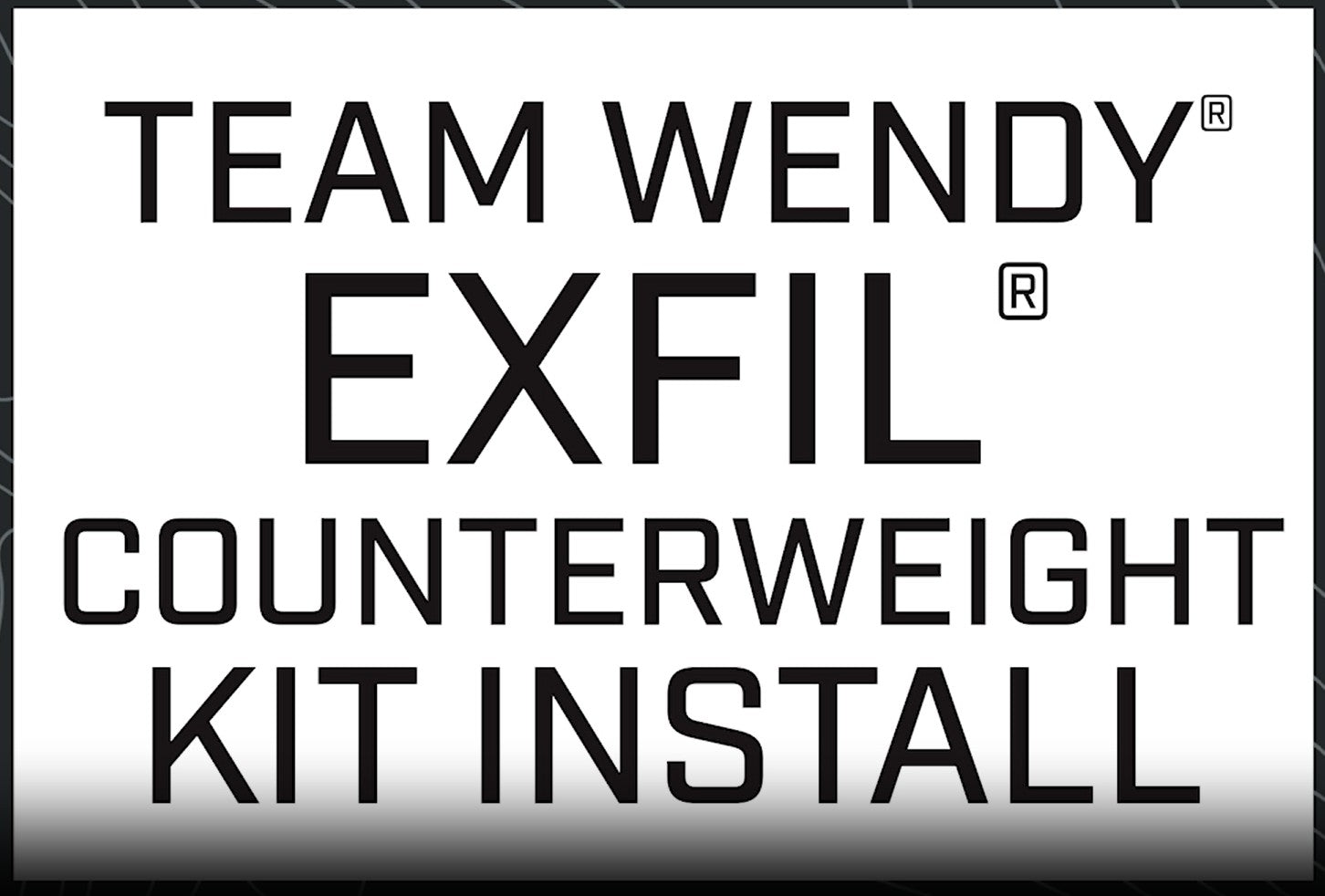 Instruction video on how to install a Team Wendy counterweight kit